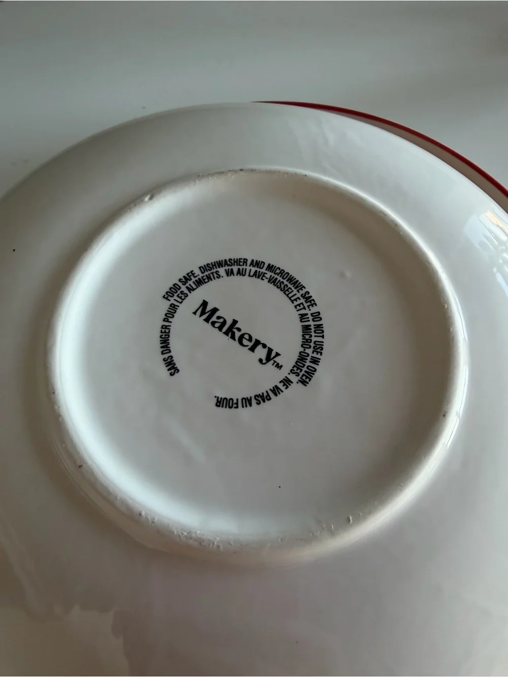 White and Red Decorative Plate with Bow Accent- SET OF 2